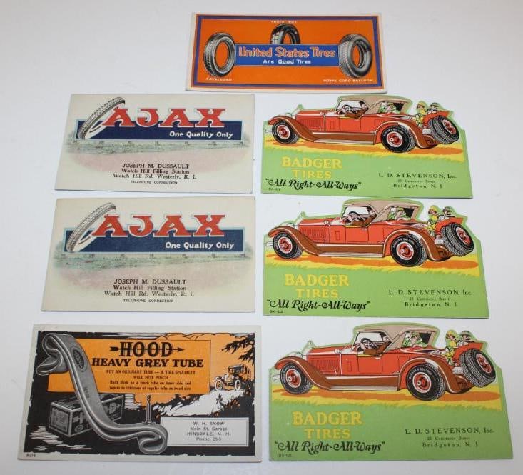 Group of 7 Hood, US, Badger, and Hood Tires Advertising Ink Blotters (1 of 4)