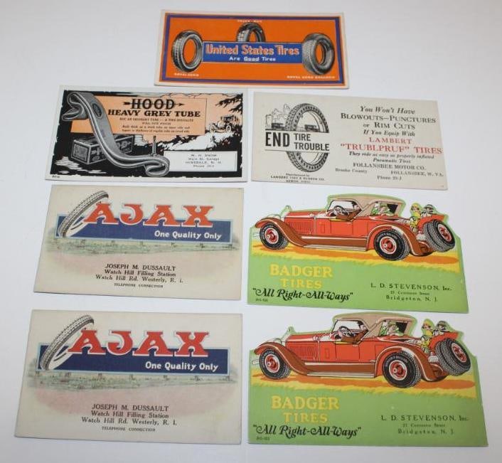 Group of 7 Hood, US, Badger, Lambert, and Hood Tires Advertising Ink Blotters (1 of 4)