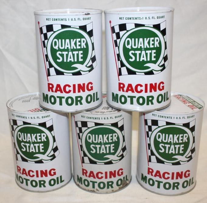 Group of 5 Quaker State Racing Metal 1 Quart Motor Oil Cans (1 of 2)
