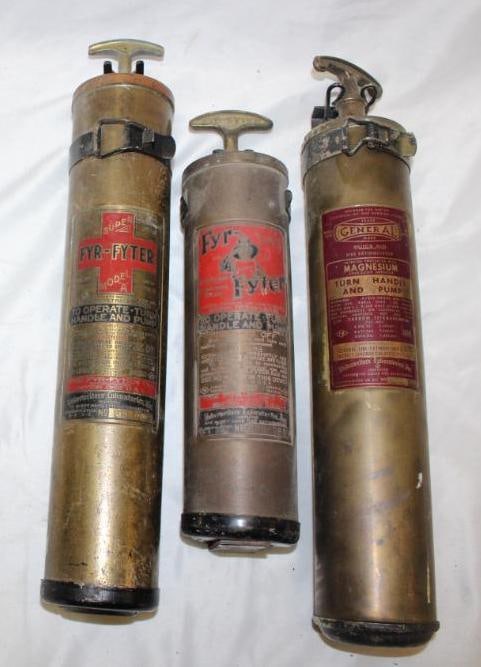 Group of 3 Brass Fire Extinguishers (1 of 3)