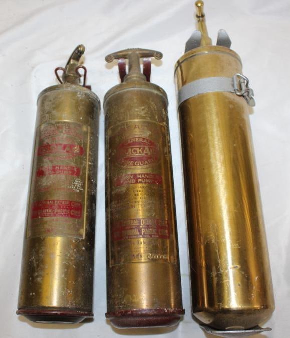 Group of 3 Brass Fire Extinguishers (1 of 3)