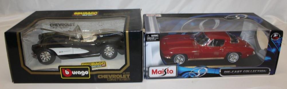 Group of 2 1957 and 1965 Corvette Burago and Maisto Toy Cars (1 of 4)