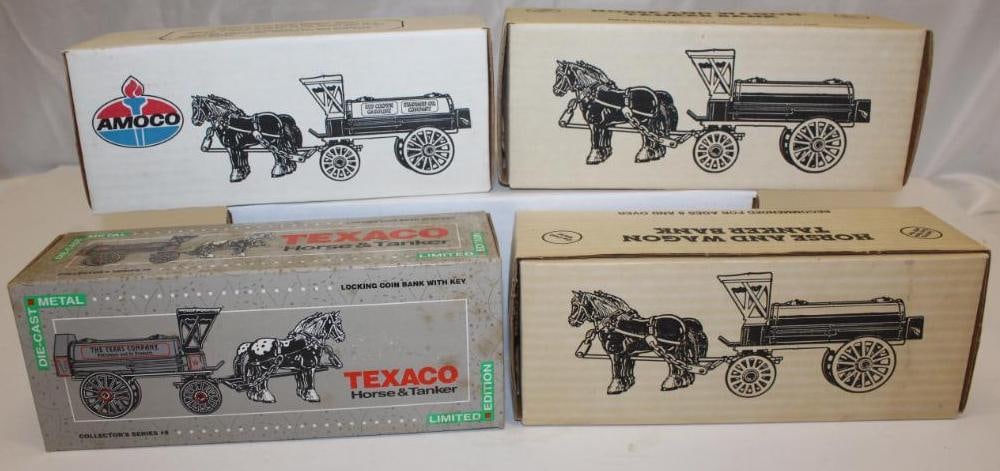 Group of 4 Service Station Horse Drawn Tankers by Ertl (1 of 3)