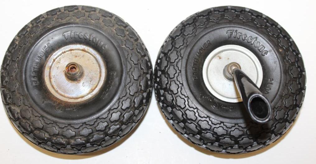 Group of 2 Firestone Gum Dipped Advertising Tire Ashtray Pen Holders: 4" Diameter Each