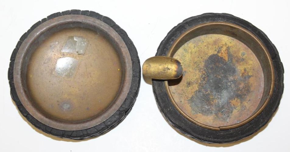 Group of 2 Goodyear Commercial Trucks Advertising Tire Ashtrays: 4.5" Diameter each