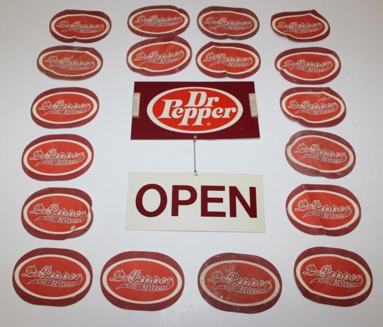 NOS Dr Pepper Open / Close Sign and 20 Iron On Advertising Patches (1 of 4)
