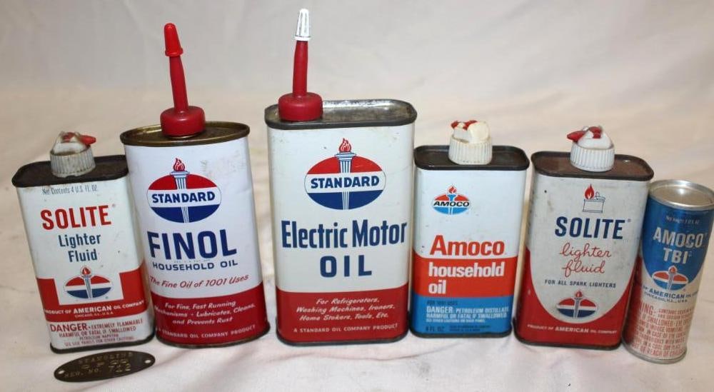 Group of 7 Standard American Oiler Cans (1 of 7)