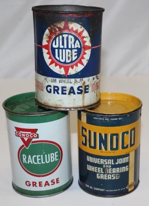 Group of 3 One Lb Grease Cans Ultra Lube, Sunoco, Conoco (1 of 2)
