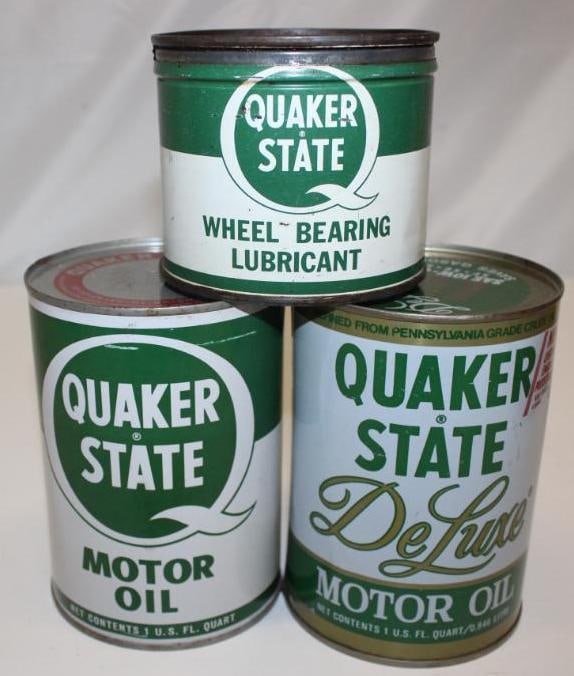 Group of 3 Quaker State Oil and Grease Cans (1 of 2)