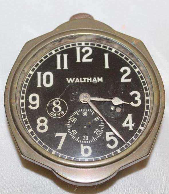 Packard Waltham Eight Day Brass Dash Clock (1 of 2)