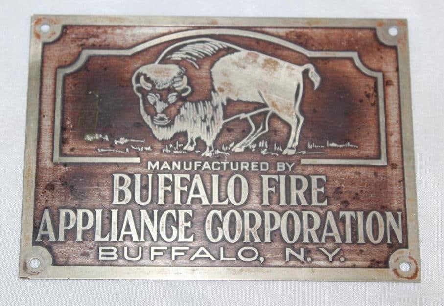 1922-1930 Buffalo Firetruck Appliance Name Plate Emblem Badge (1 of 2)