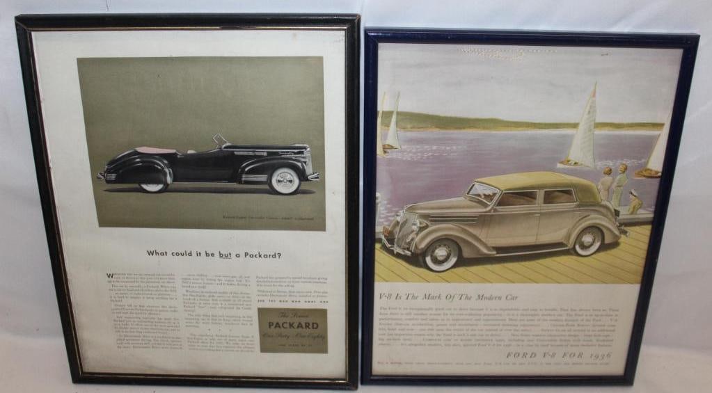 1936 Ford & 1941 Packard Darrin Framed Advertisements (1 of 3)