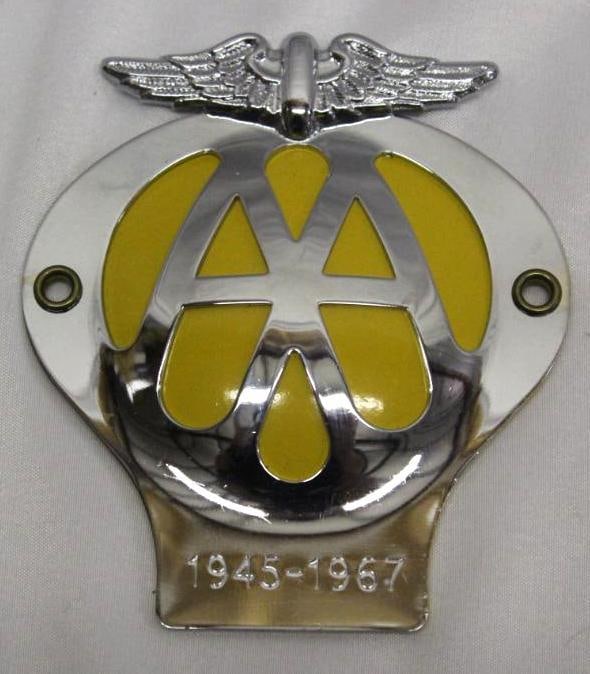 AA Automobile Association of England 1945-1967 Radiator Emblem Badge: 4.5" x 4"