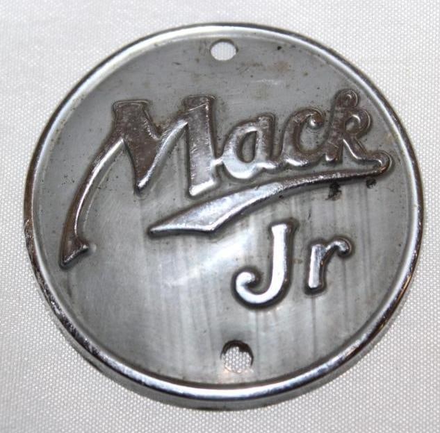 1937 Mack Jr Truck Glove Box Emblem Badge: 2" diameter