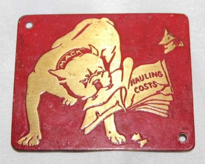 Mack Truck Bulldog "Hauling Cost" Emblem Badge: 2.5" x 2"