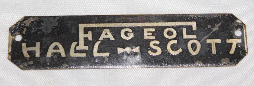 1920's-1930's Fageol Hall-Scott Truck Name Plate Emblem Badge: 3.75" x .75"