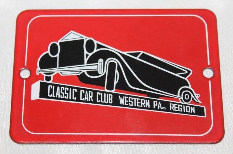 Classic Car Club of Western PA Region Porcelain Radiator Emblem Badge: 3" x 4.25"