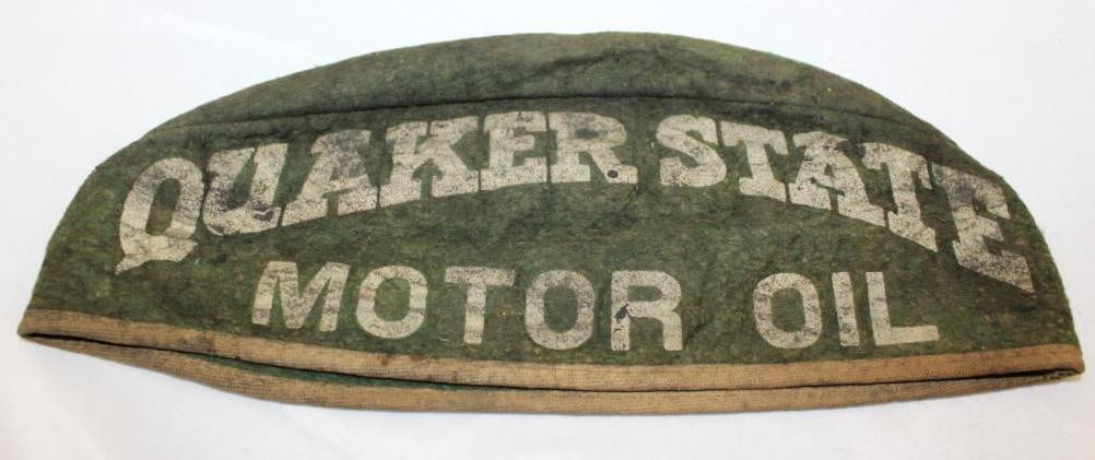 Quaker State Service Station Attendant Advertising Hat: It has some staining and discoloration