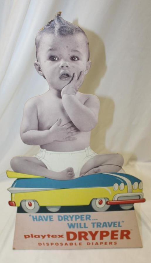 1958 Playtex Dryper Automobile Cardboard Countertop Display Sign (1 of 3)