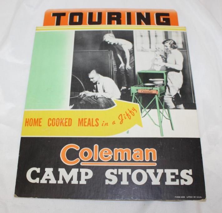 Coleman Camp Stoves Advertising Countertop Display Sign: It is cardboard. 11" x 14"