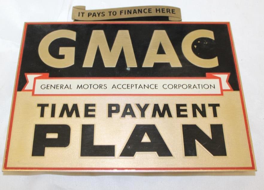 GMAC General Motors Payment Plan Metal Advertising Display Sign (1 of 2)