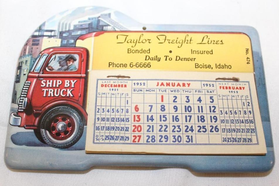 1952 Taylor Freightlines Trucks Advertising Desktop Calendar (1 of 2)