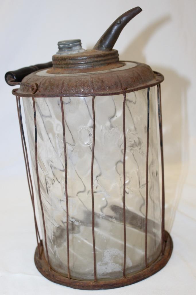 Early Acme Pearl Embossed Oil Can Bottle (1 of 6)