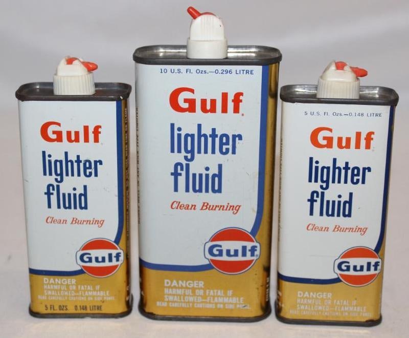Group of 3 Gulf Lighter Fluid Oiler Cans (1 of 2)
