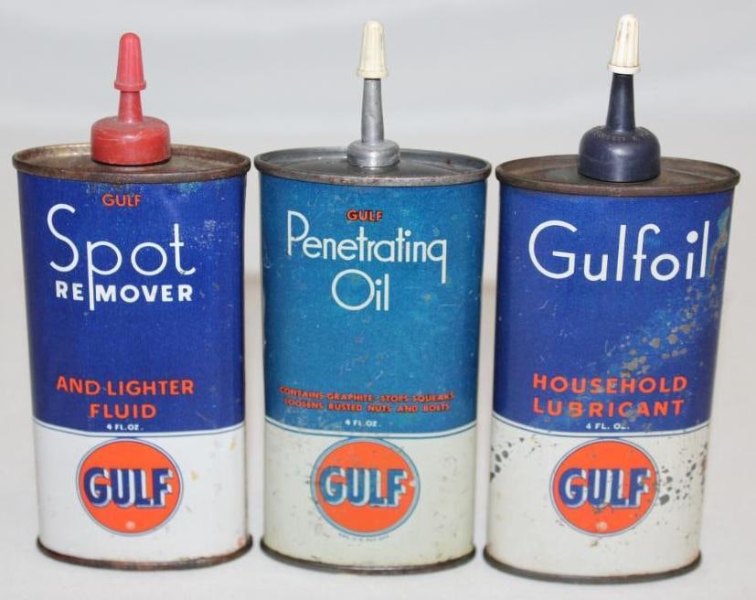 Group of 3 Gulf Lighter Fluid and Oiler Cans (1 of 2)