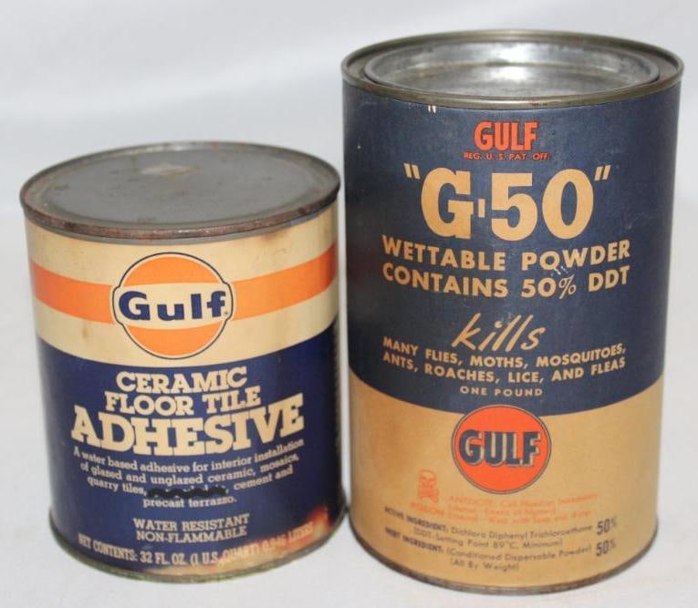 Group of 2 Gulf Tile Adhesive and G50 Powder Cans (1 of 2)