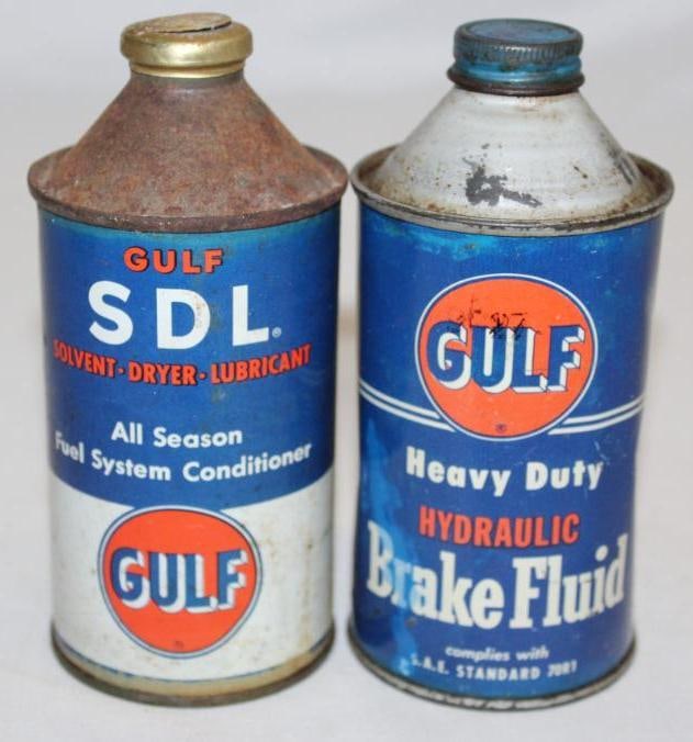 Group of 2 Gulf Brake Fluid and SDL Cans (1 of 2)