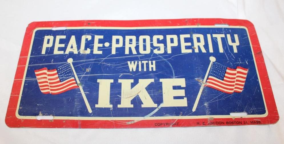 Peace Prosperity With Ike Eisenhower Presidential Booster License Plate (1 of 2)