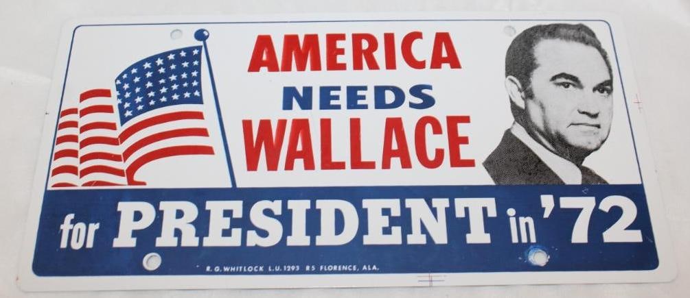 1972 Wallace For President Booster License Plate (1 of 3)