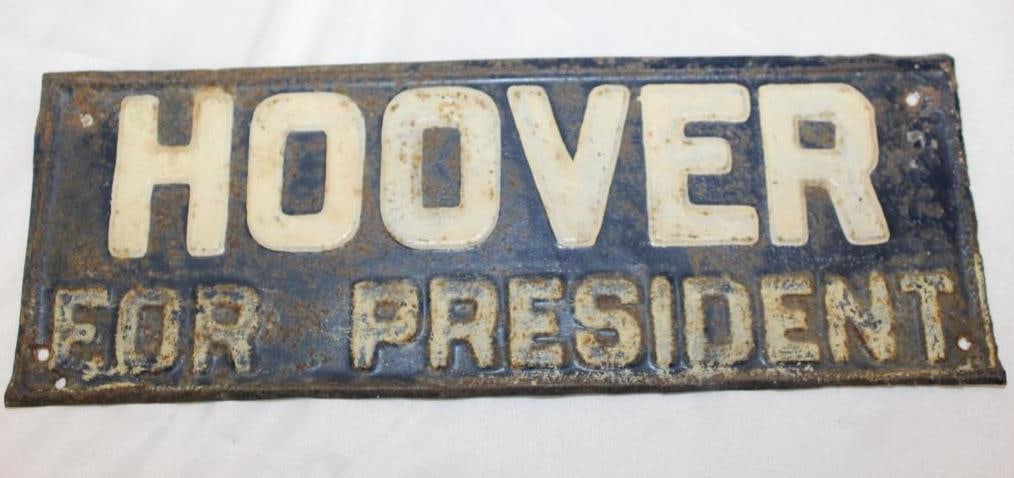 Herbert Hoover For President Advertising License Plate Topper: 12" x 4.25"