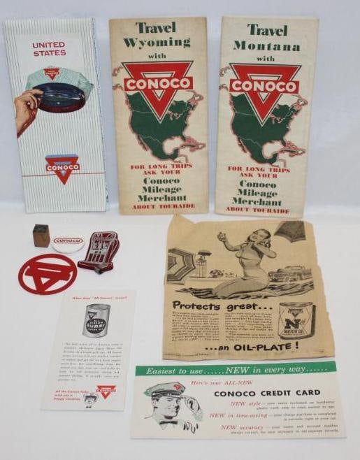 Group of Conoco Motor Oil Advertising Maps and Stamp (1 of 6)