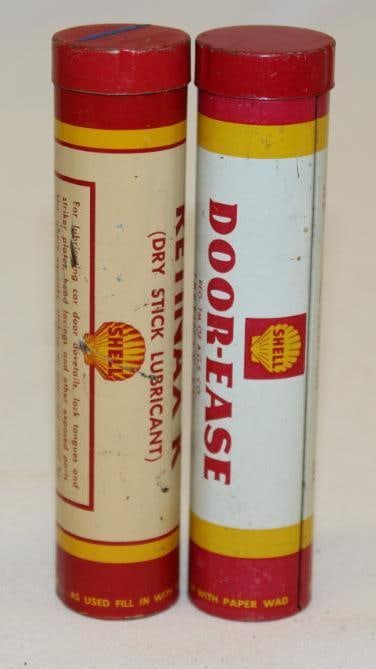 Group of 2 Shell Oil Co Door Ease  Grease Tin Can (1 of 3)
