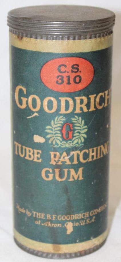 Goodrich Tire Tube Advertising Patch Gum Can: Cardboard 7" x 3"