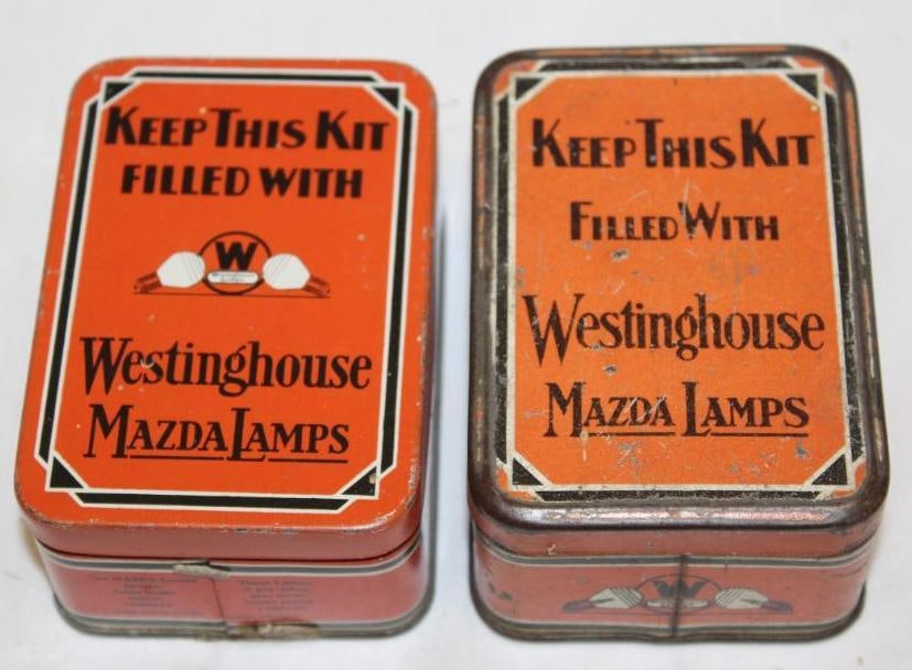 Group of 2 Westinghouse Mazda Lamps Auto Bulb Kits: One has fading and wear.