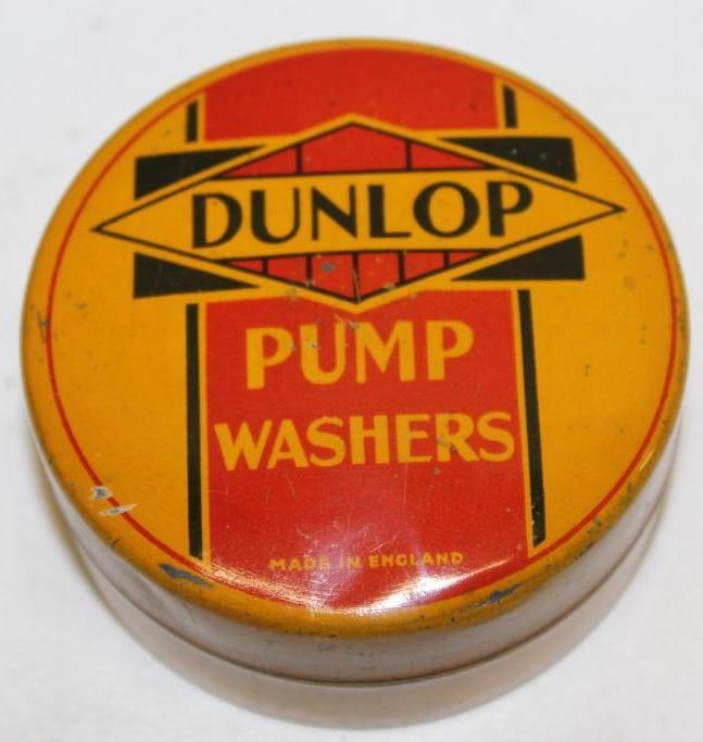Dunlop Tires  Pump Washer Advertising Tin Can (1 of 2)