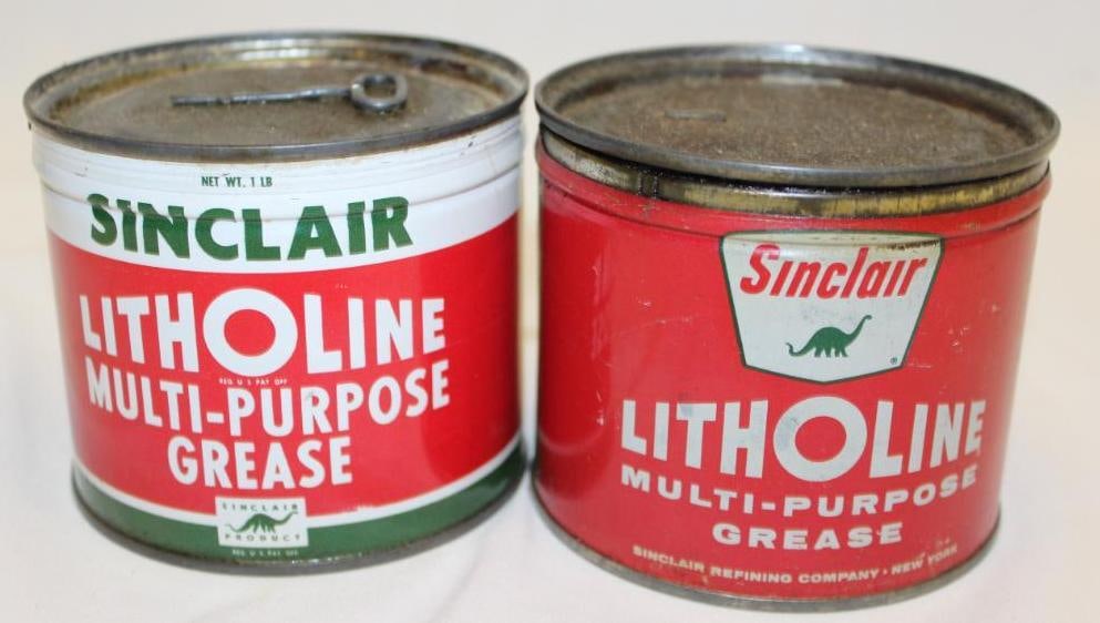 Group of 2 Sinclair Litholine One Lb Grease Cans (1 of 2)