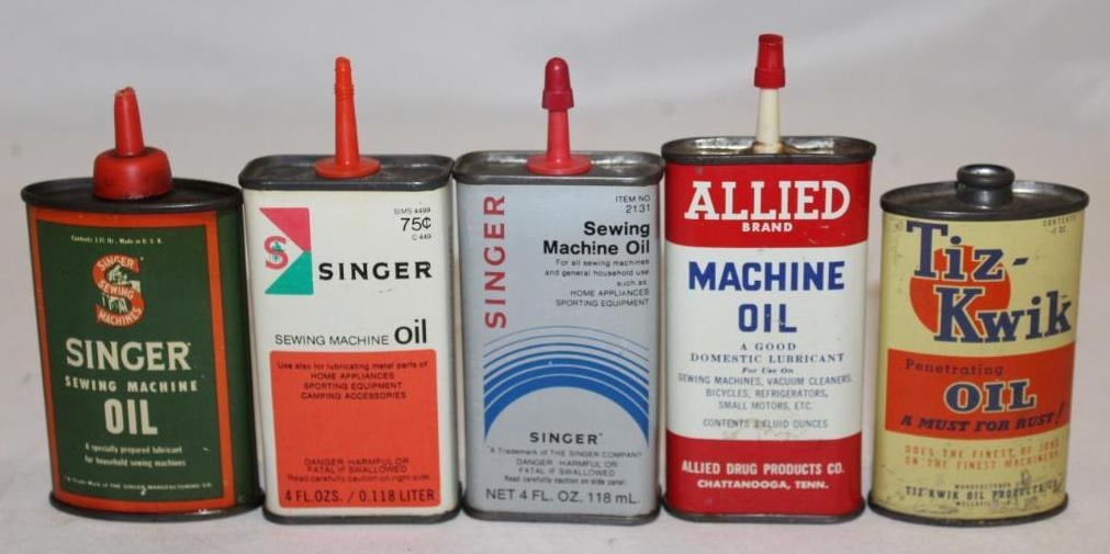 Group of 5 Sewing Machine Household Oiler Cans (1 of 2)