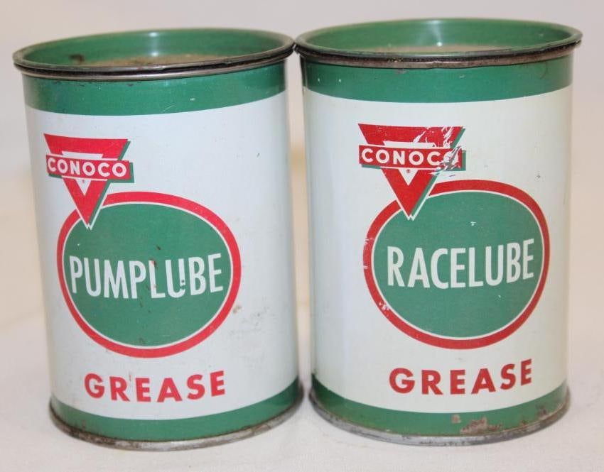 Group of 2 Conoco Race Lube and Pump Lube 1 Lb Grease Cans (1 of 2)