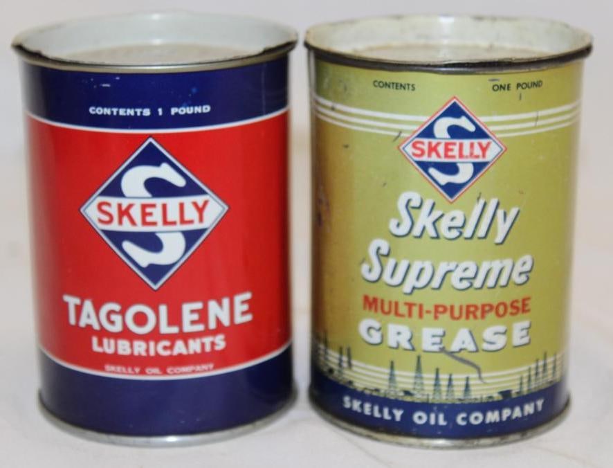 Group of 2 Skelly Tagolene and Supreme 1 Lb Grease Cans (1 of 2)