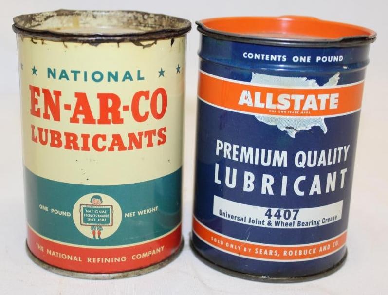 Group of 2 En-Ar-Co and Allstate 1 Lb Grease Cans (1 of 2)