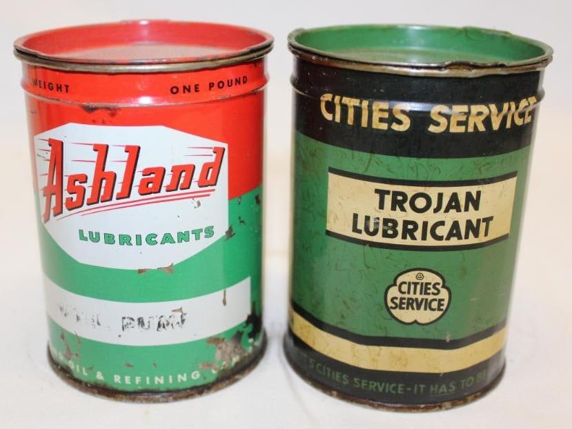 Group of 2 Cities Service Trojan and Ashland Lb Grease Cans (1 of 3)
