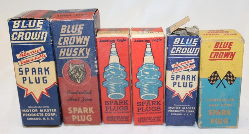 Group of 6 Blue Crown and American Eagle Spark Plugs with Boxes (1 of 4)