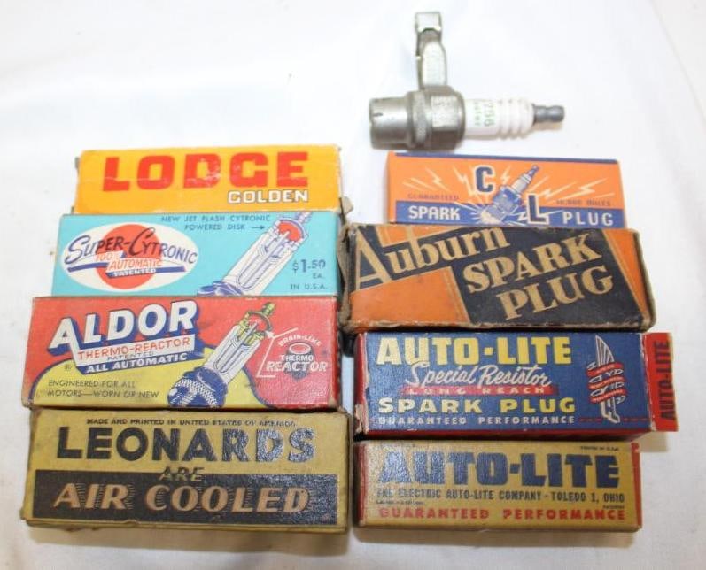 Group of 9 Different Spark Plugs with Boxes (1 of 3)