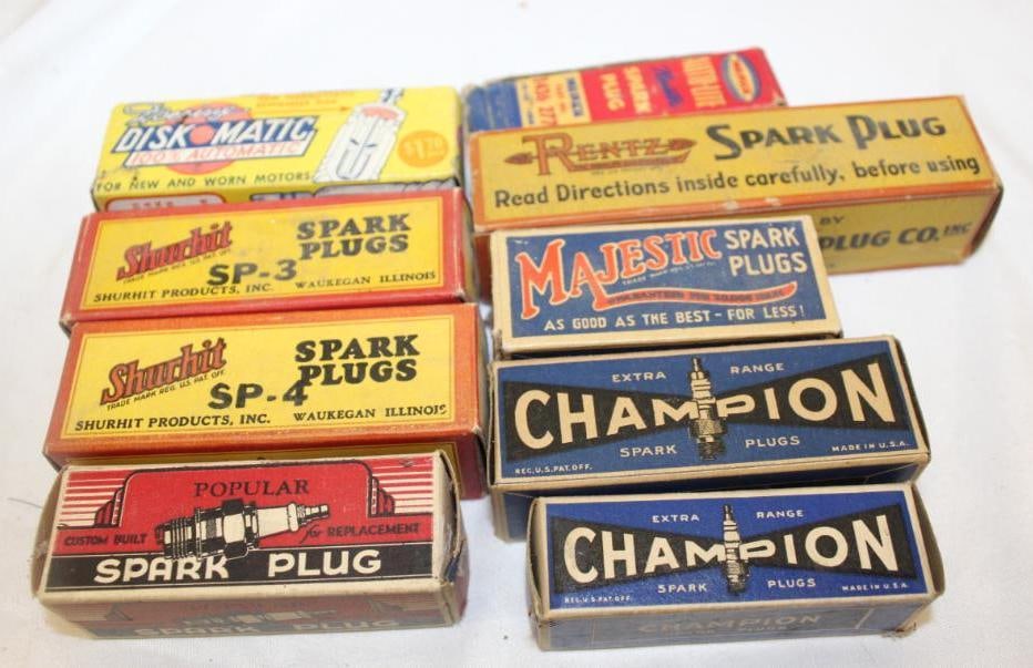 Group of 9 Different Spark Plug Boxes (1 of 3)