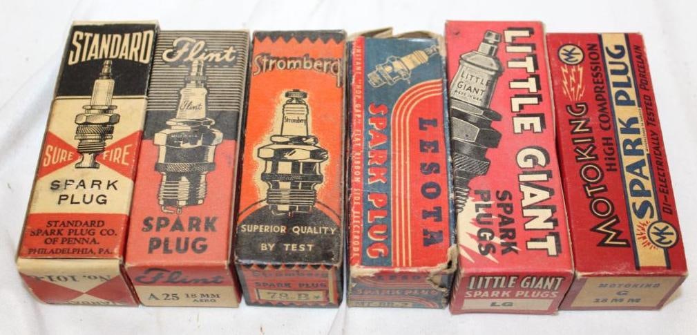 Group of 6 Different Spark Plugs with Boxes (1 of 4)