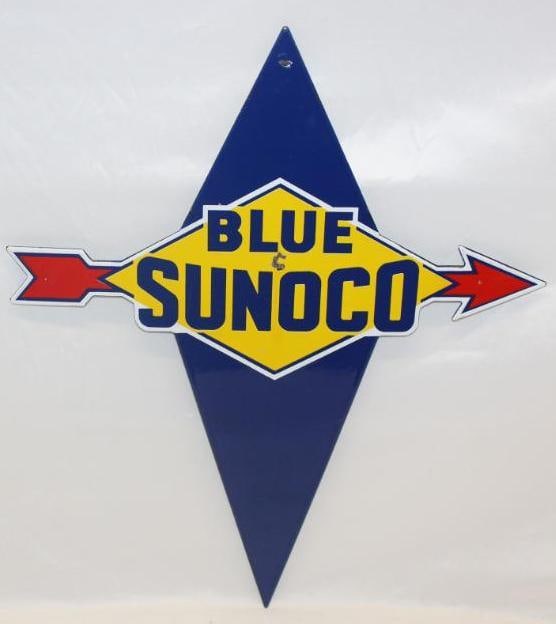Blue Sunoco Porcelain Gas Pump Plate Sign SSP (1 of 4)